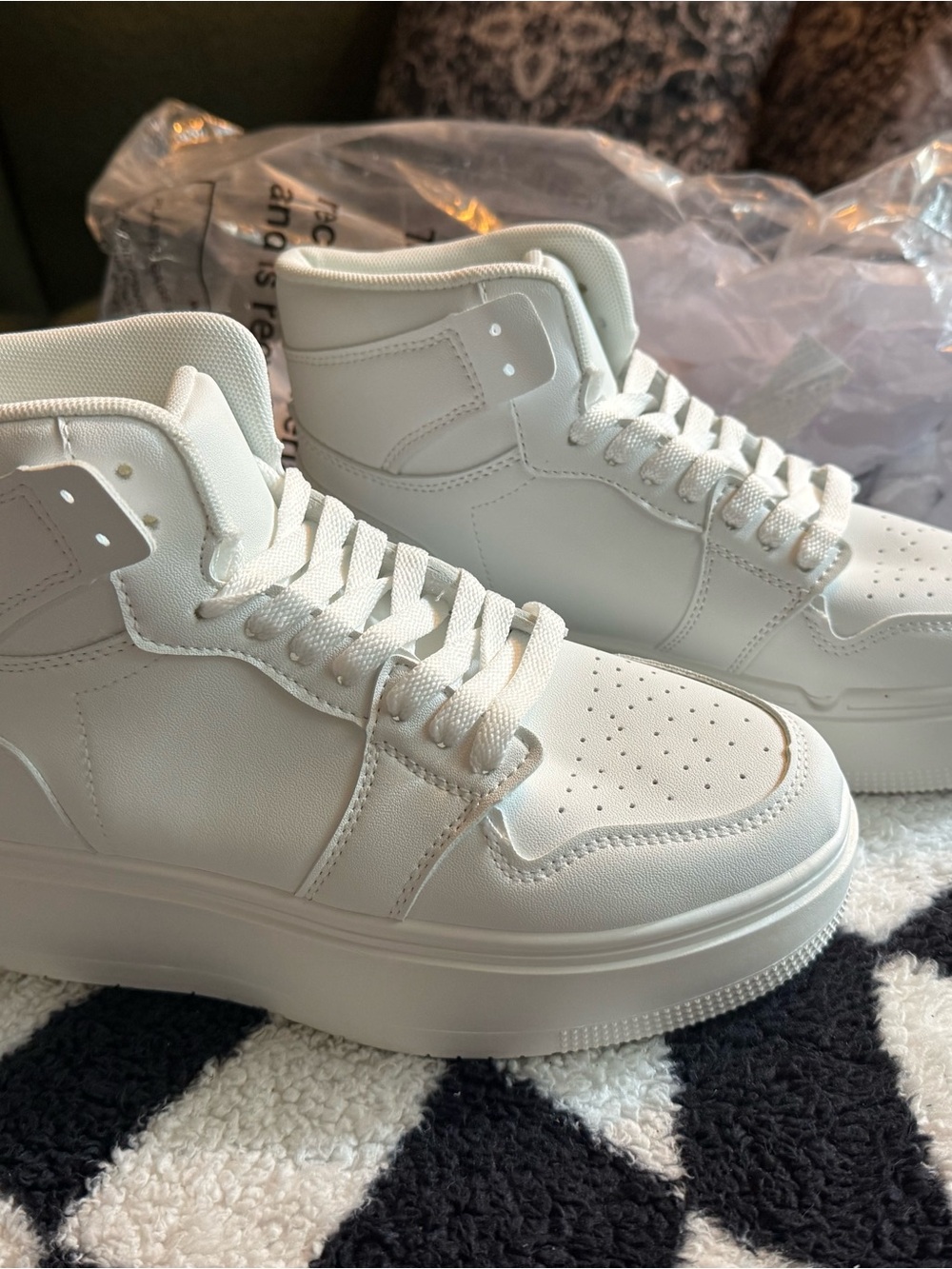 PrettyLittleThing All-White High Top Platform Trainers